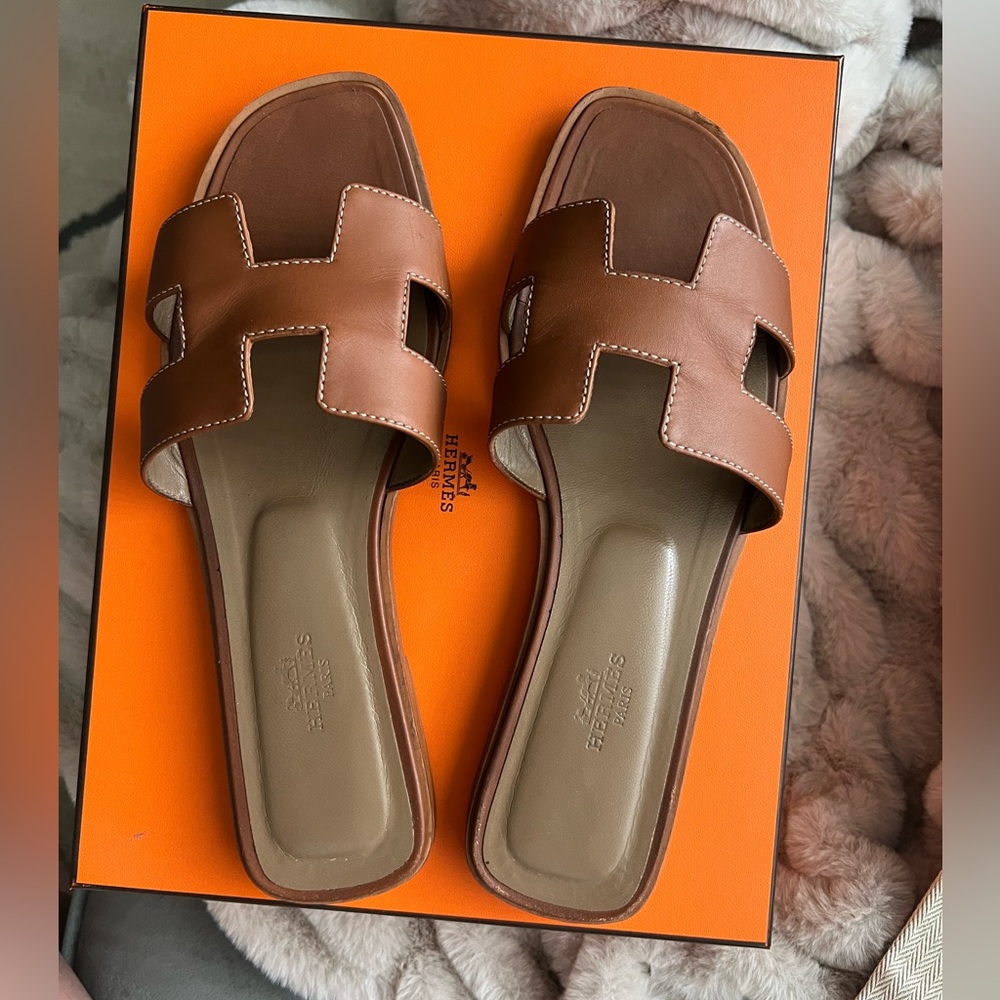 Hermes Oran Sandals, Color Gold , Size 39